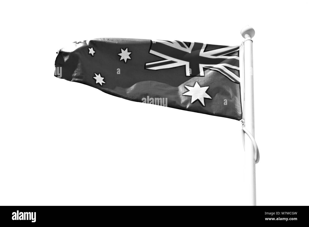 australia in the clear sky  the waving flag Stock Photo