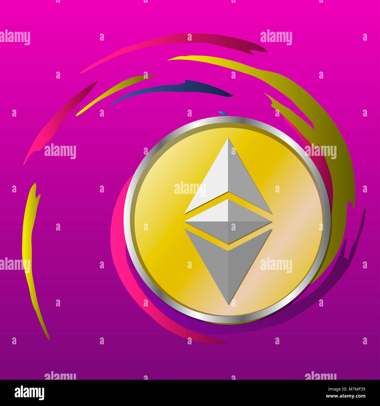 Ethereum coin illustration. Vector illustration with paint brush effect ...
