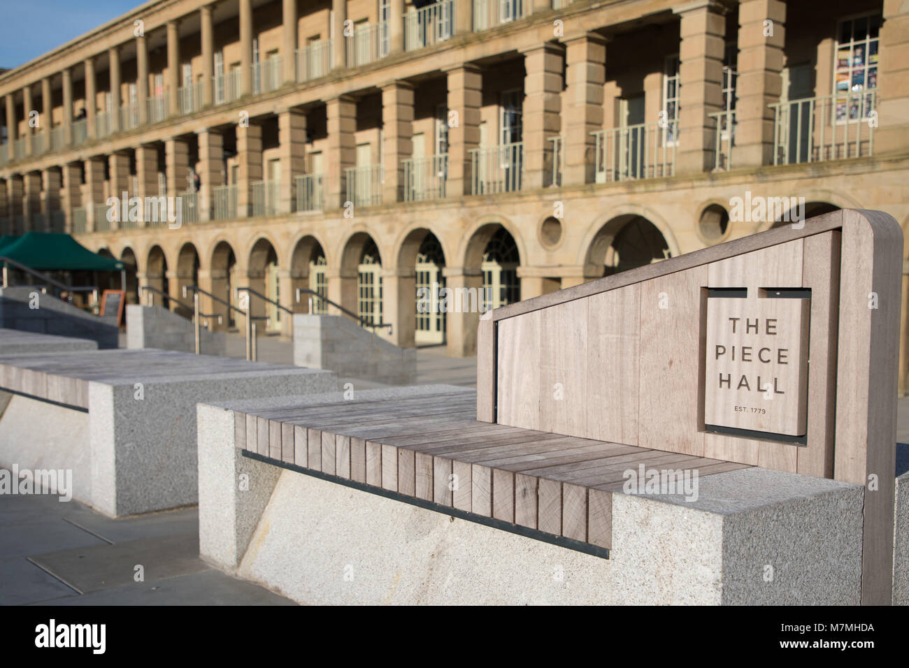 A view of the courtyard of The Piece Hall in Halifax, England Stock Photo