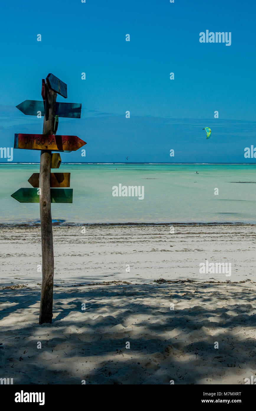 Beach scene in Paje, Zanzibar. Stock Photo