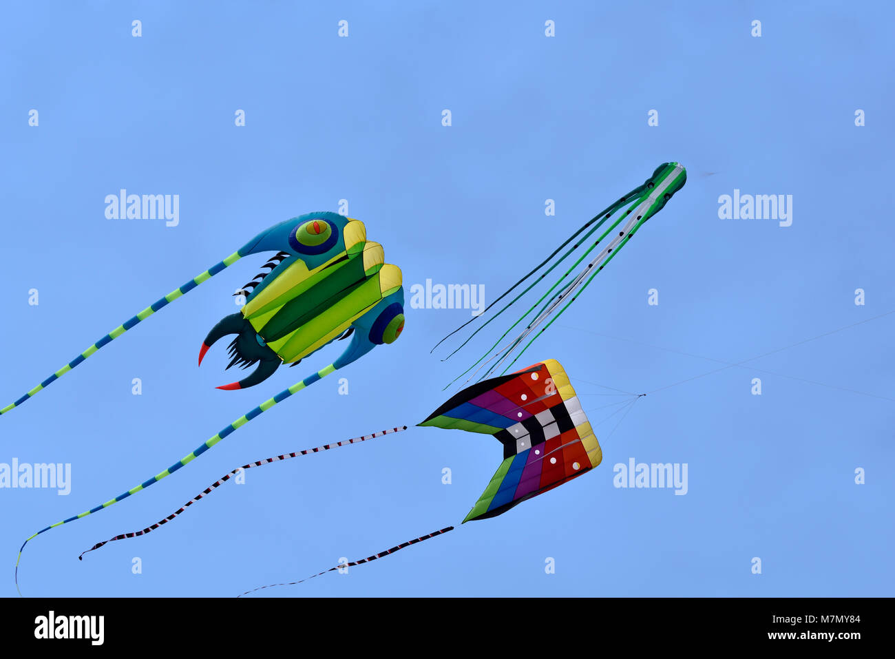 Kites flying during carnival festival in Athens, Greece Stock Photo