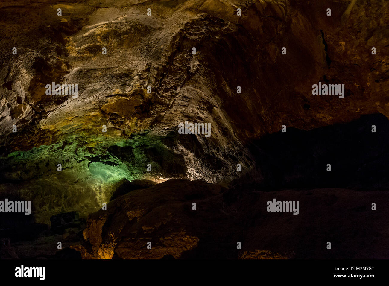 Cueva de Los Verdes cave system, Lanzarote, Canary Islands Stock Photo
