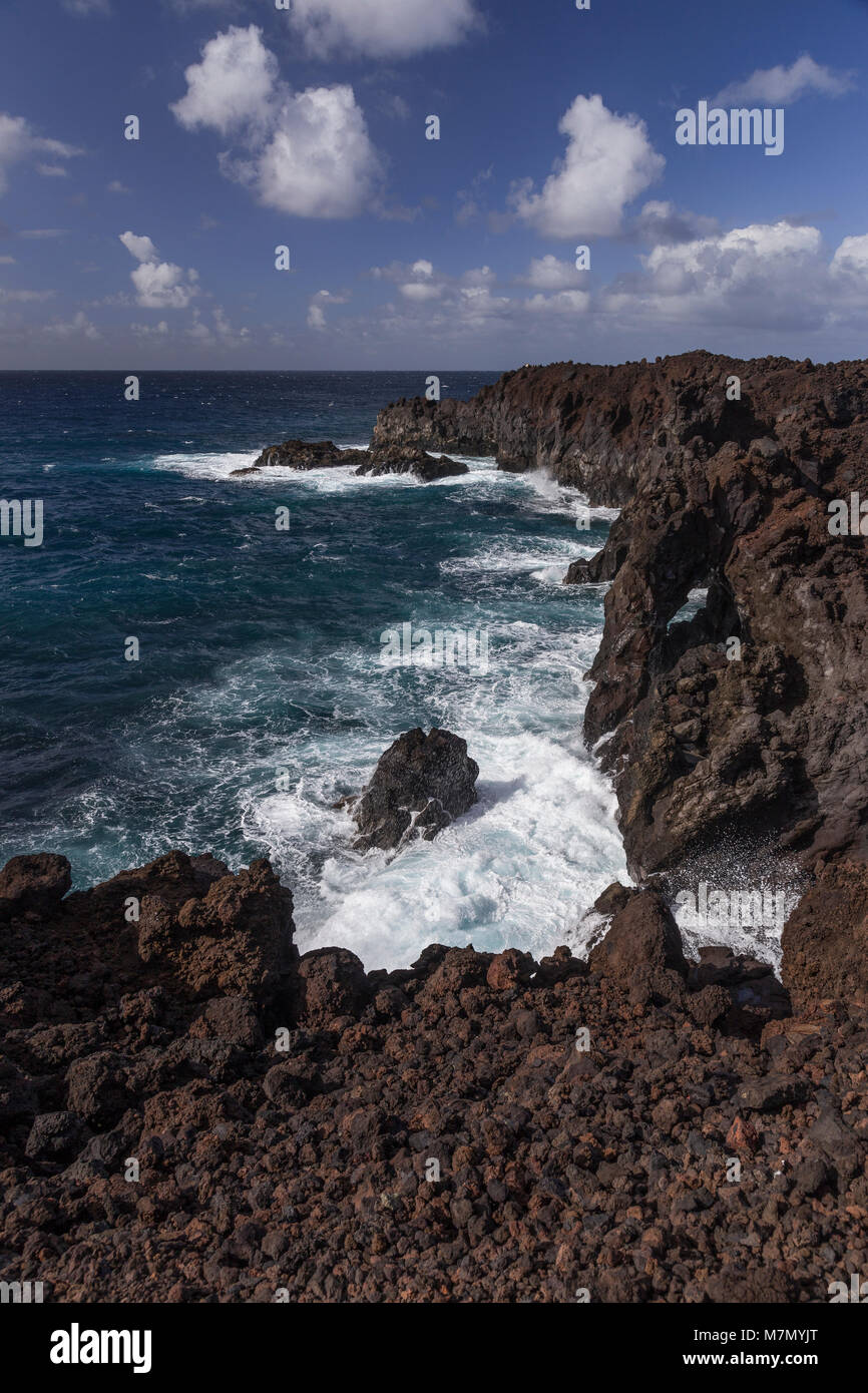 Volcanic coastline at Los Hervideros, Lanzarote, Canary Islands Stock Photo