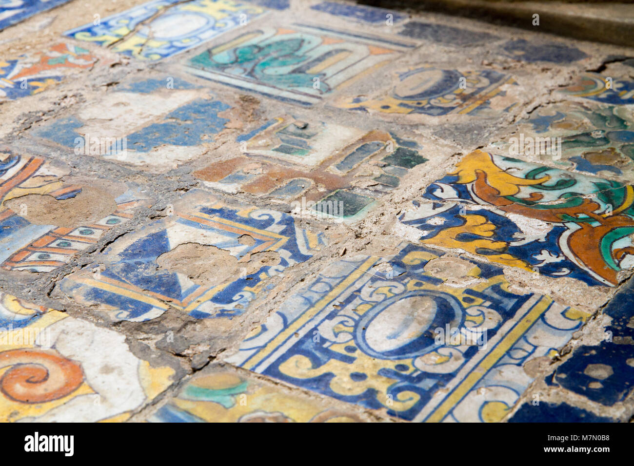 Azuleho ceramic tile,  'Museo de Bellas Artes' Fine Art Museum Sevilla, Adalucia, Spain Stock Photo