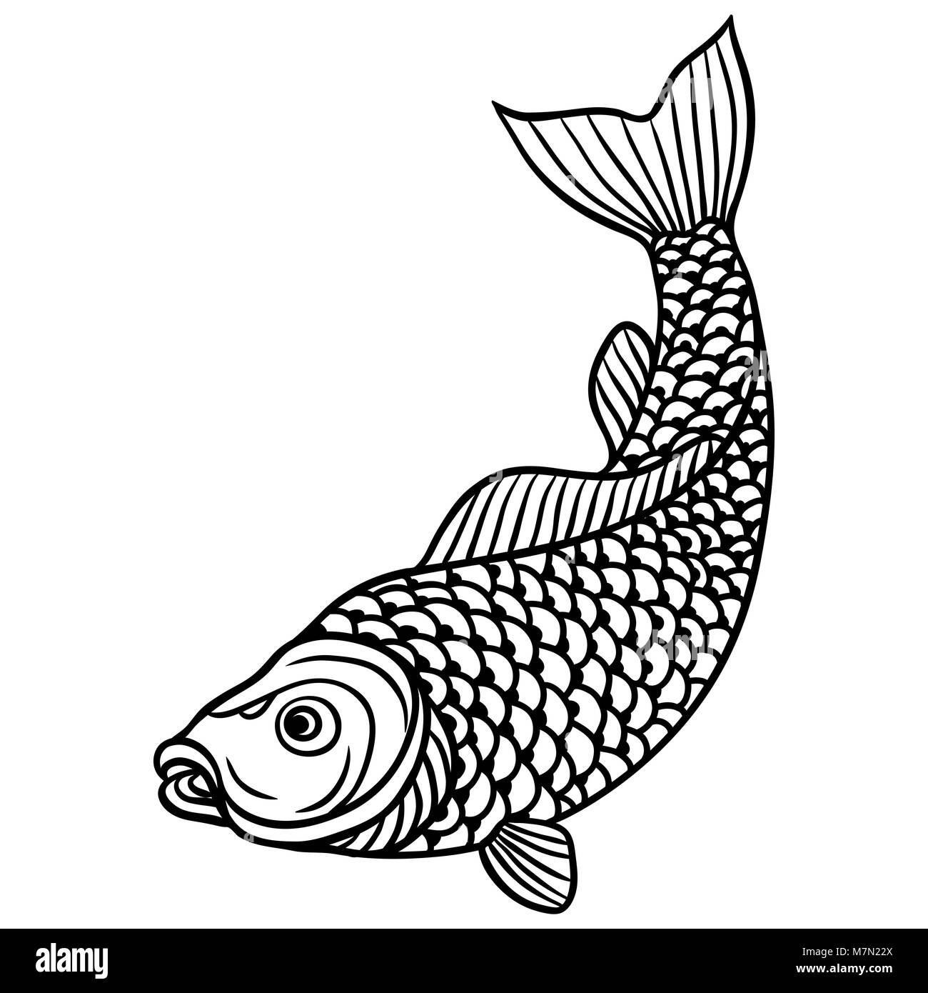 Abstract decorative fish on white background.  Image for design t-shirts, prints, decorations brochures and websites Stock Vector