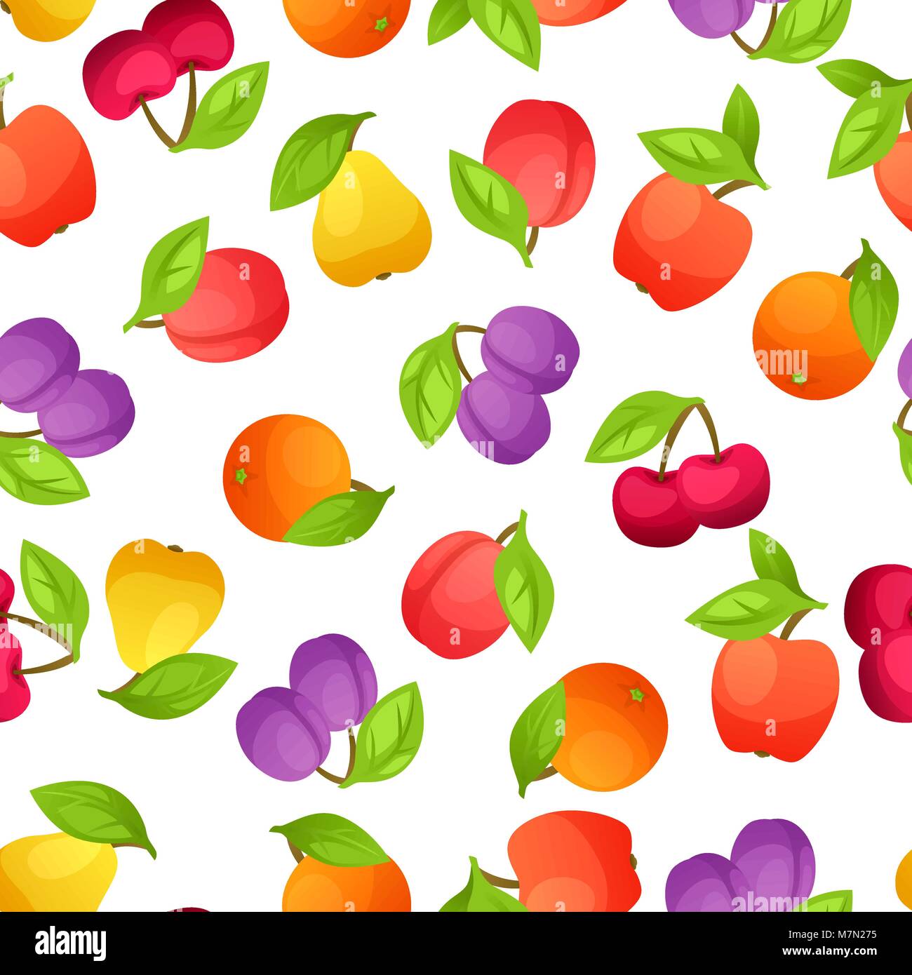 Seamless pattern with stylized fresh ripe fruits Stock Vector Image ...