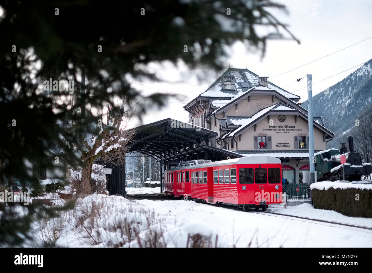 The Montenvers Railway or Chemin de fer du Montenvers in Chamonix, France Stock Photo