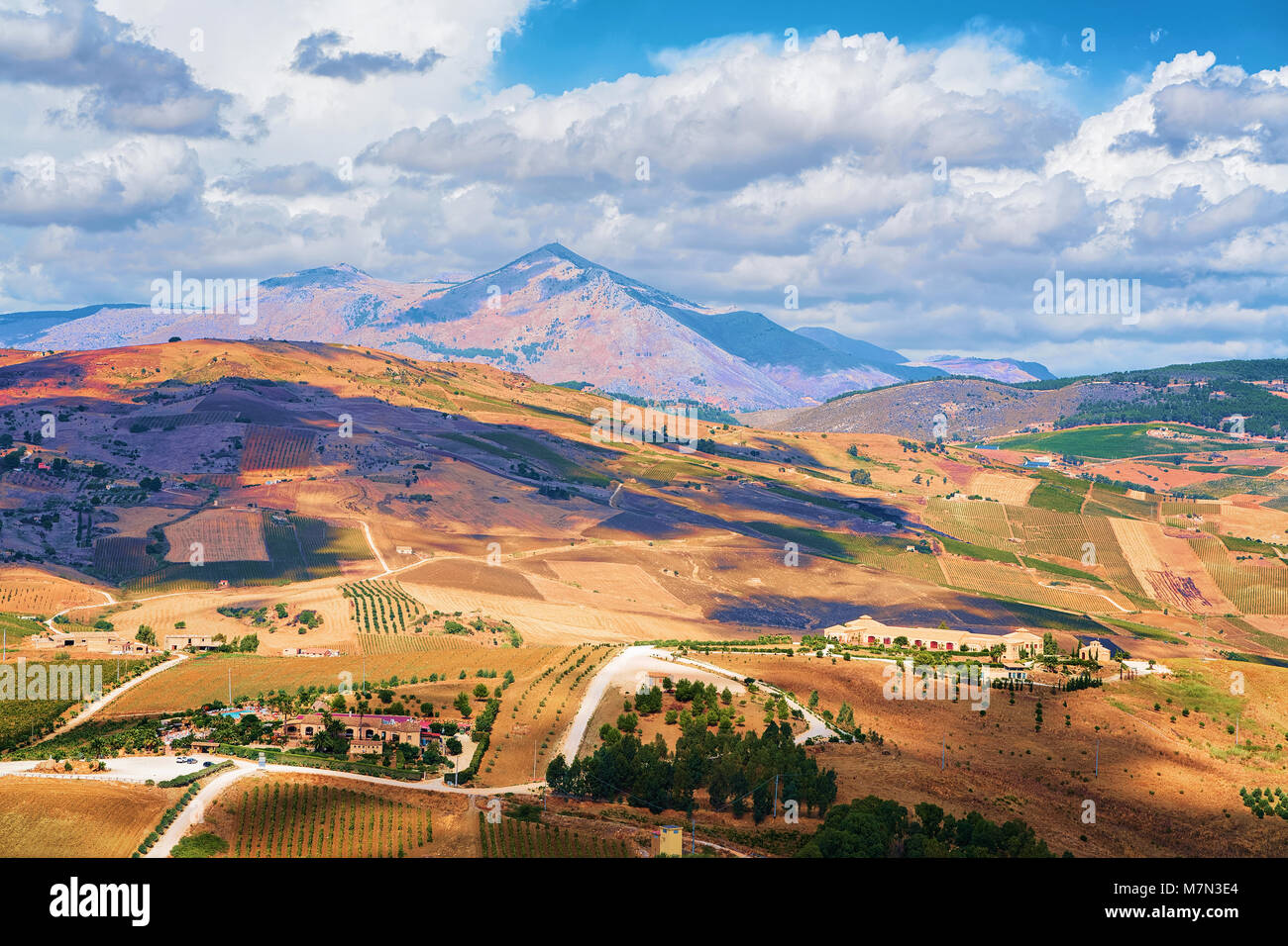 Landscape in Segesta in Sicily, Italy Stock Photo