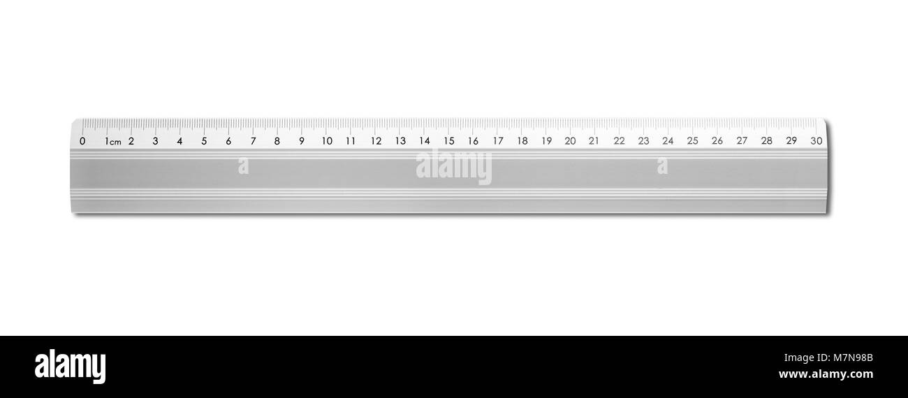 Steel metallic ruler isolated on white background Stock Photo