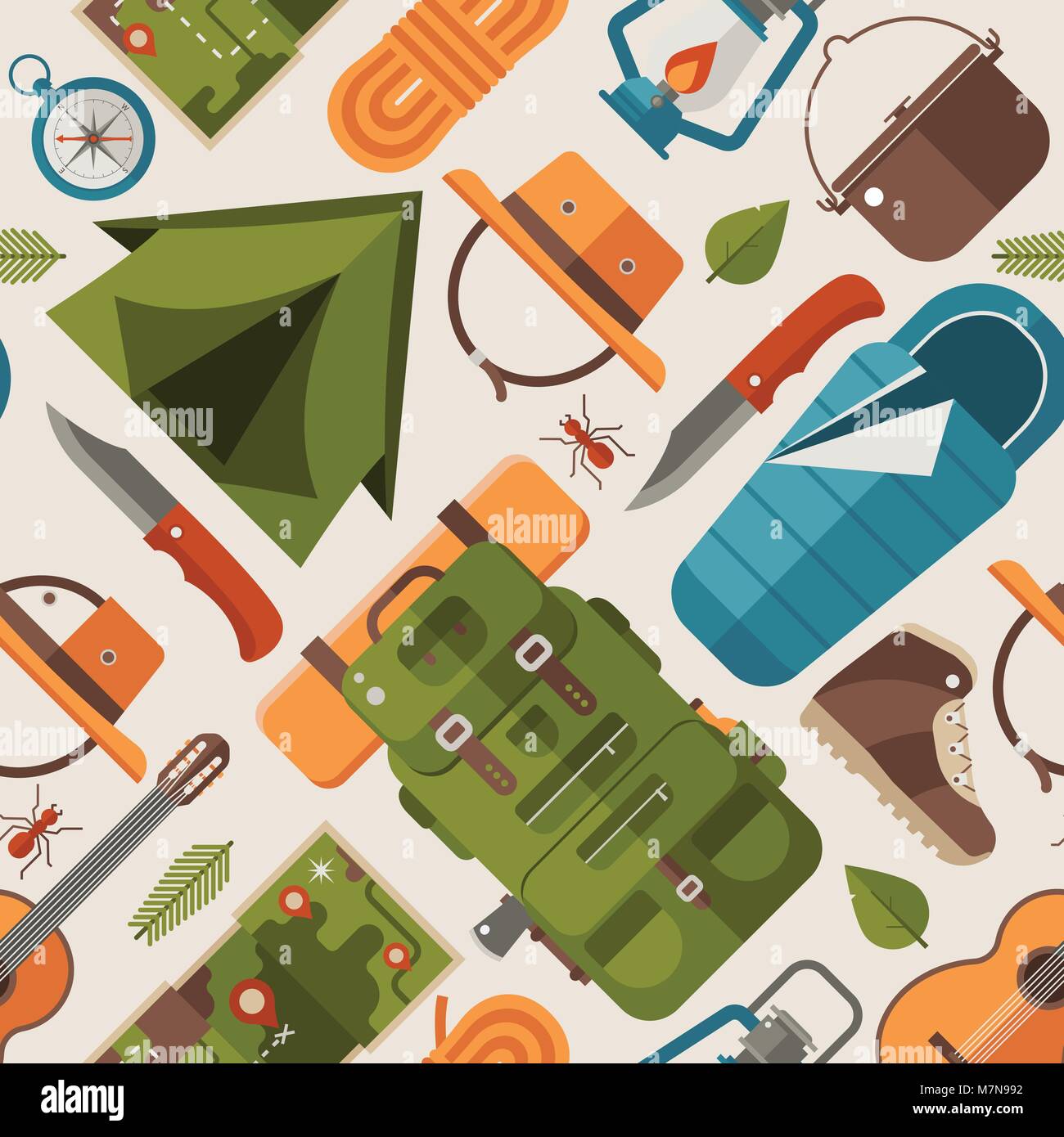 Summer Hiking and Camping Pattern Stock Vector Image & Art - Alamy