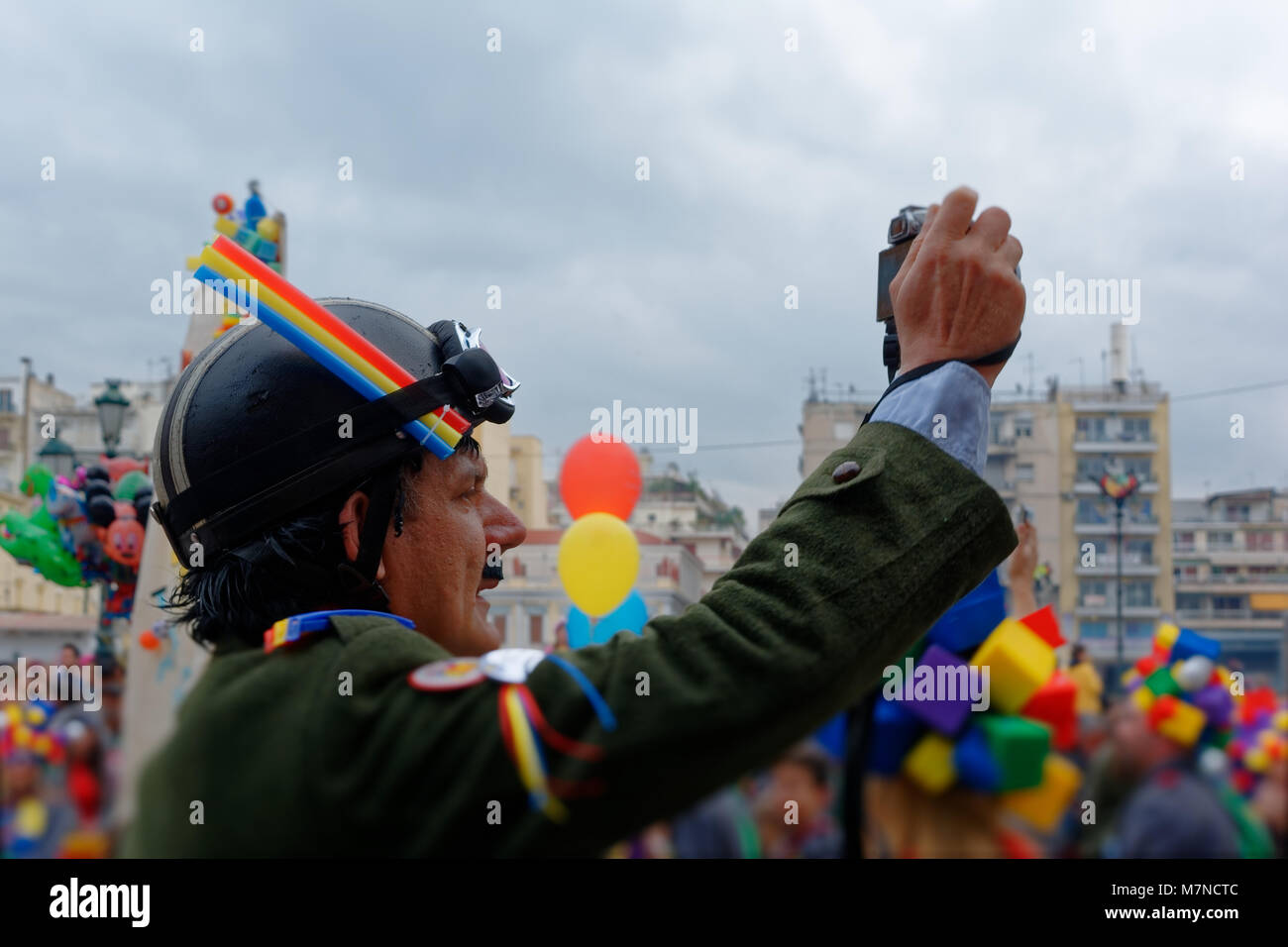 The photographer of the 2018 Patras carnival Stock Photo