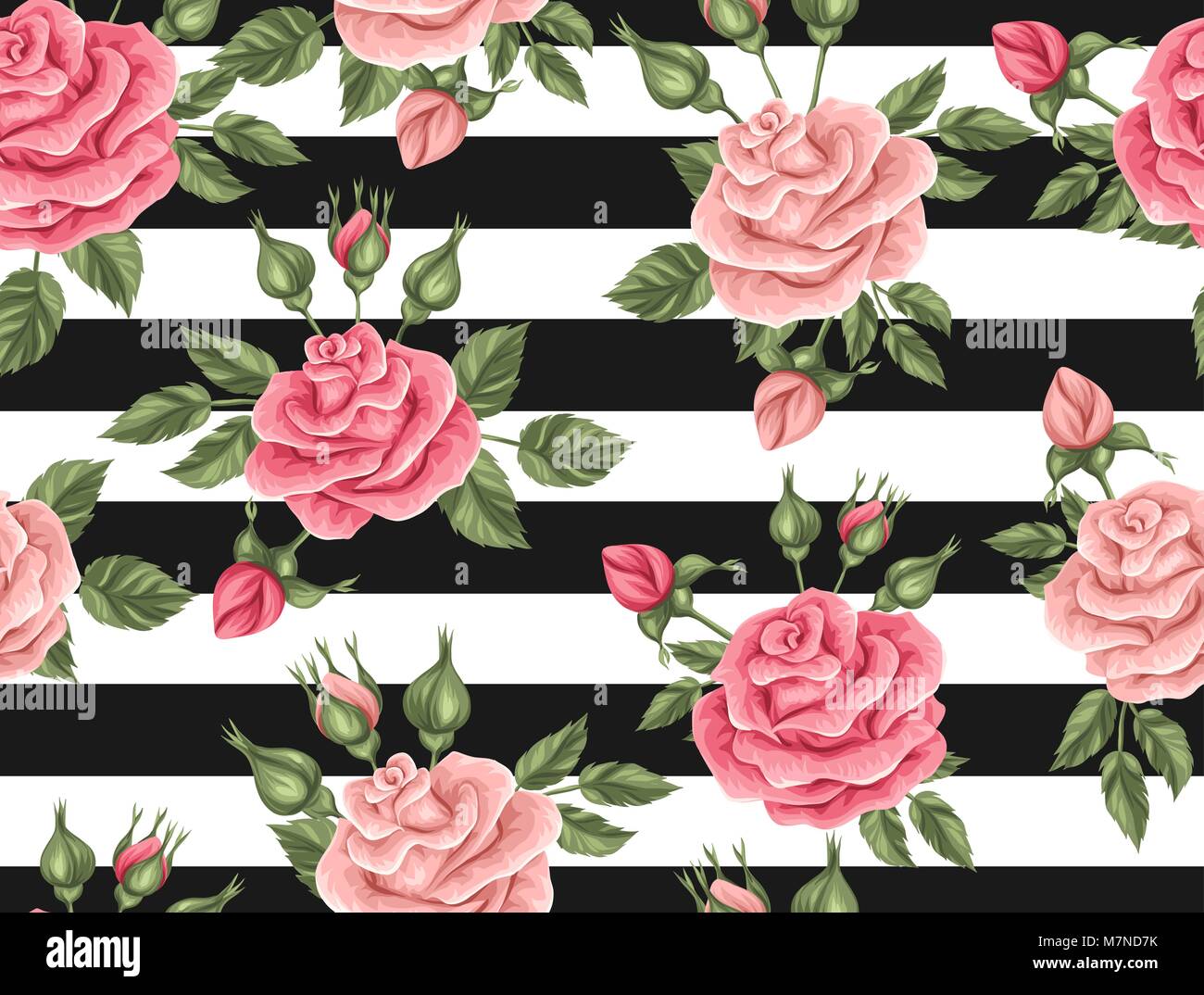 Seamless pattern with vintage roses. Decorative retro flowers. Easy to ...