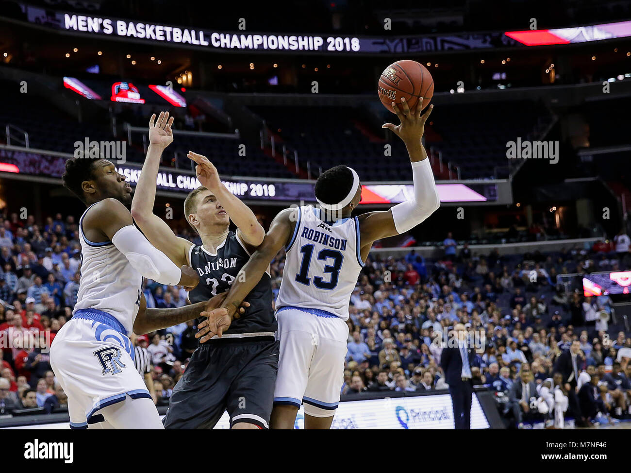 Robinson Rams Basketball March 11, 2018: Rhode Island Rams G #13 Stanford Robinson steals a pass ...