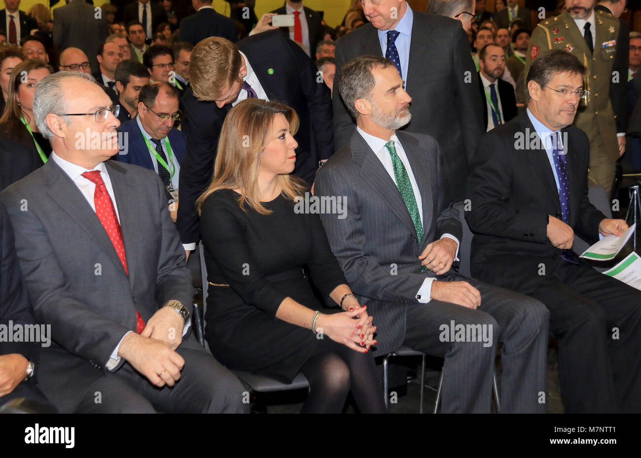 Felipe VI, and politicians Susana Diaz and Rafael Catala during the inauguration of the 1 edition of “ Andalucia Digital Week “ in Sevilla on Monday 12, March 2018 Credit: Gtres Información más Comuniación on line, S.L./Alamy Live News Stock Photo