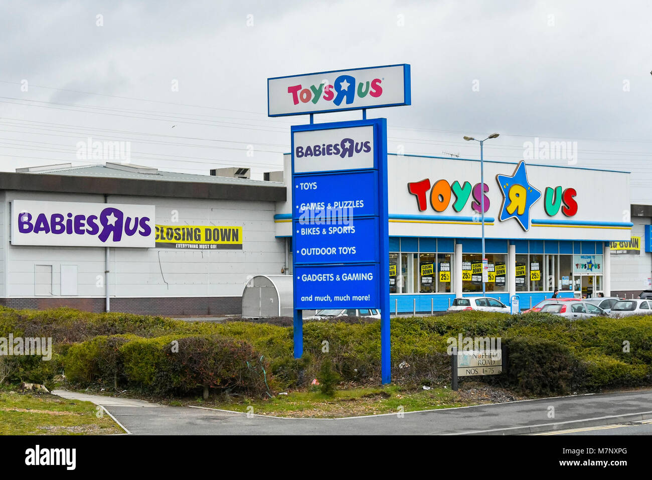 Poole, Dorset, UK.  12th March 2018.  View of the Toys R Us superstore at Nuffield Road in Poole, Dorset which is closing down after the company collapsed and went into administration.  Picture Credit: Graham Hunt/Alamy Live News. Stock Photo