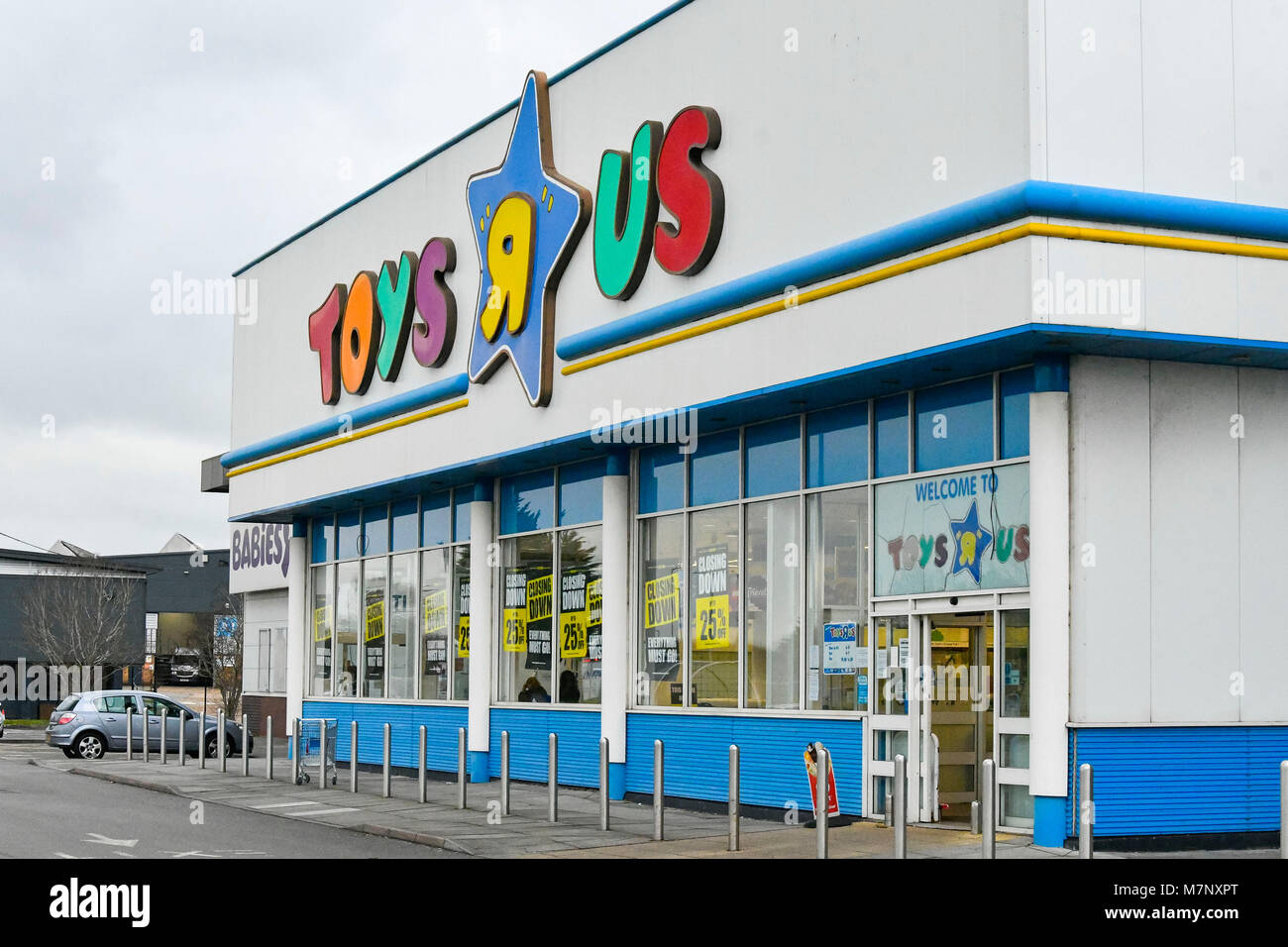 Poole, Dorset, UK.  12th March 2018.  View of the Toys R Us superstore at Nuffield Road in Poole, Dorset which is closing down after the company collapsed and went into administration.  Picture Credit: Graham Hunt/Alamy Live News. Stock Photo