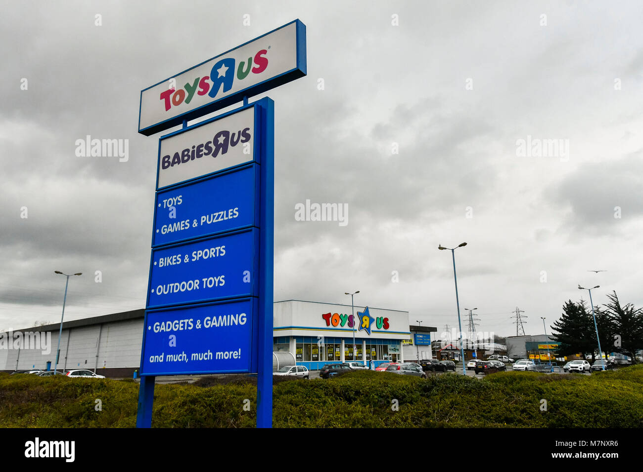 Poole, Dorset, UK.  12th March 2018.  View of the Toys R Us superstore at Nuffield Road in Poole, Dorset which is closing down after the company collapsed and went into administration.  Picture Credit: Graham Hunt/Alamy Live News. Stock Photo