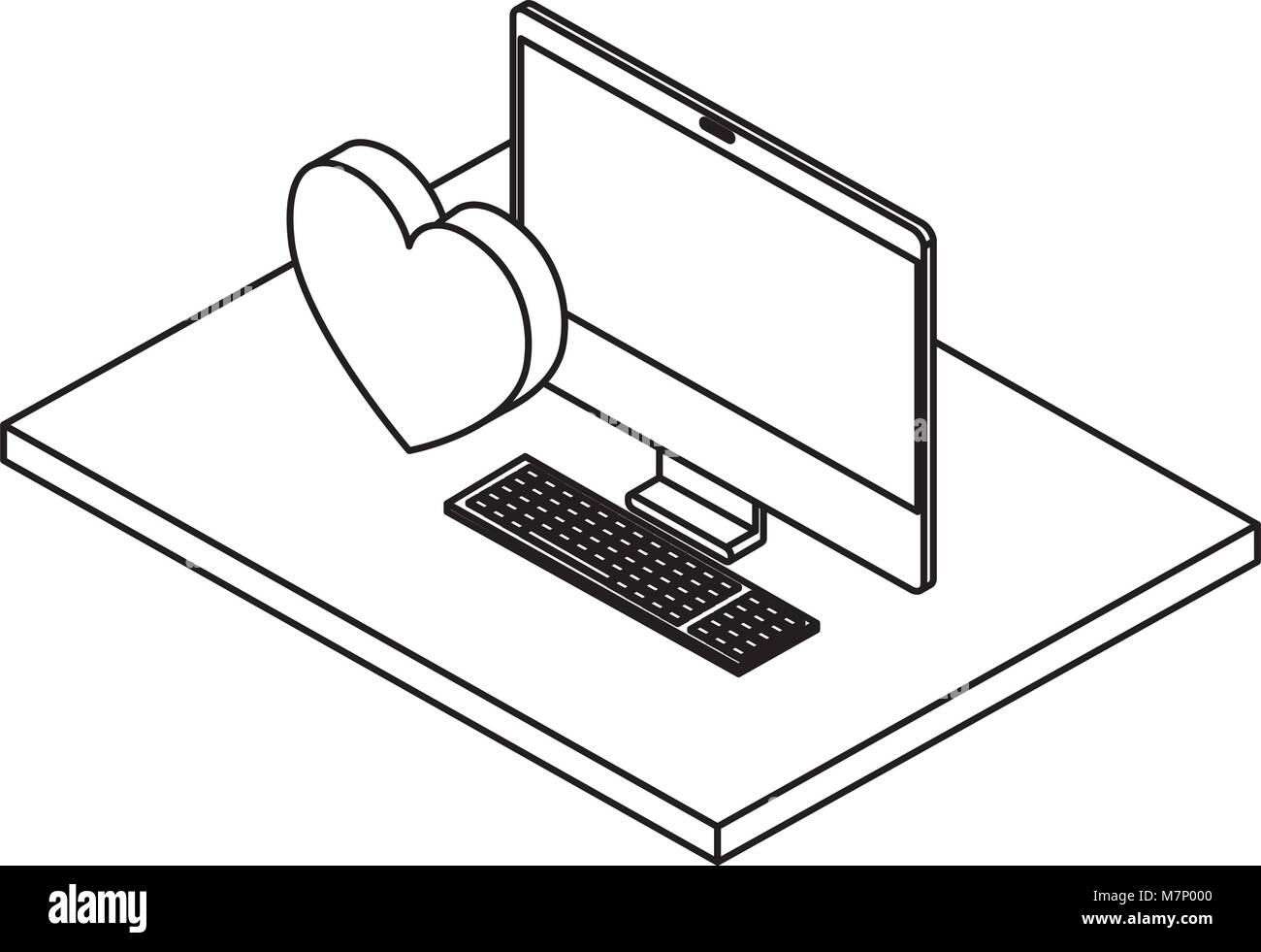 computer desktop with heart isometric icon Stock Vector Image & Art - Alamy