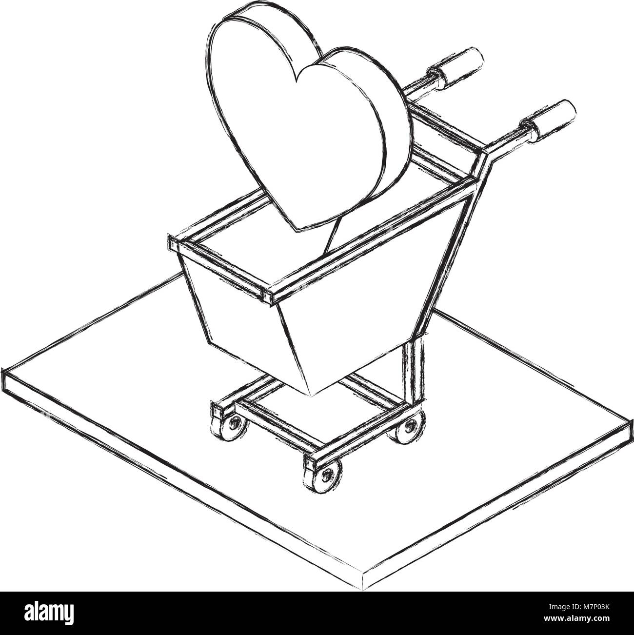 shopping cart with heart isometric icon Stock Vector Image & Art Alamy