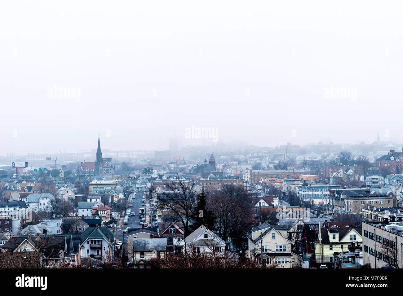Bridgeport Connecticut Foggy Day North End Stock Photo