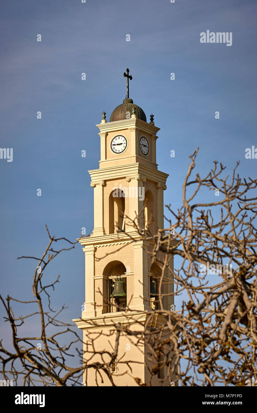 venetian belltowers against blue sky Stock Photo