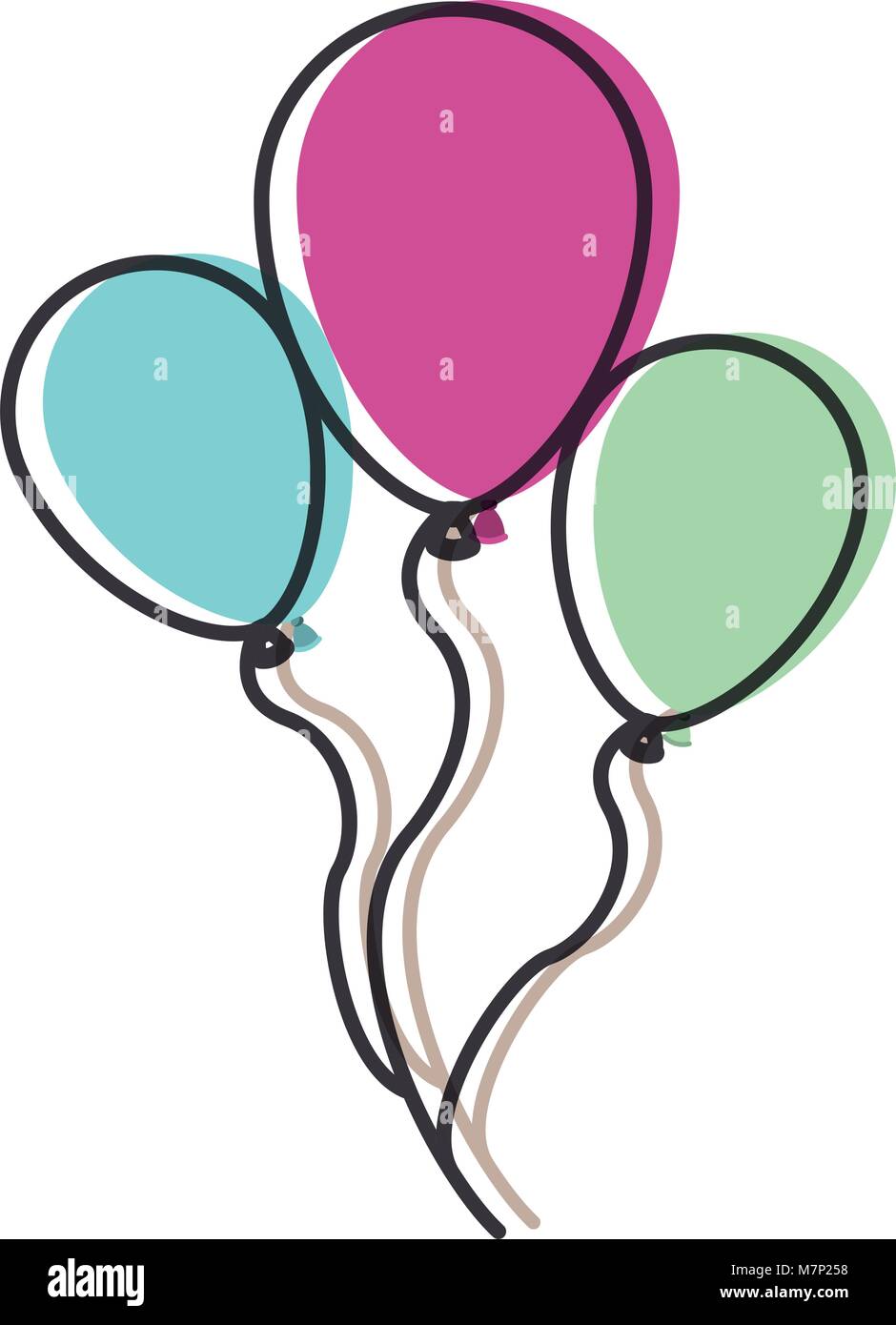 balloons air party decorative icon Stock Vector Image & Art - Alamy
