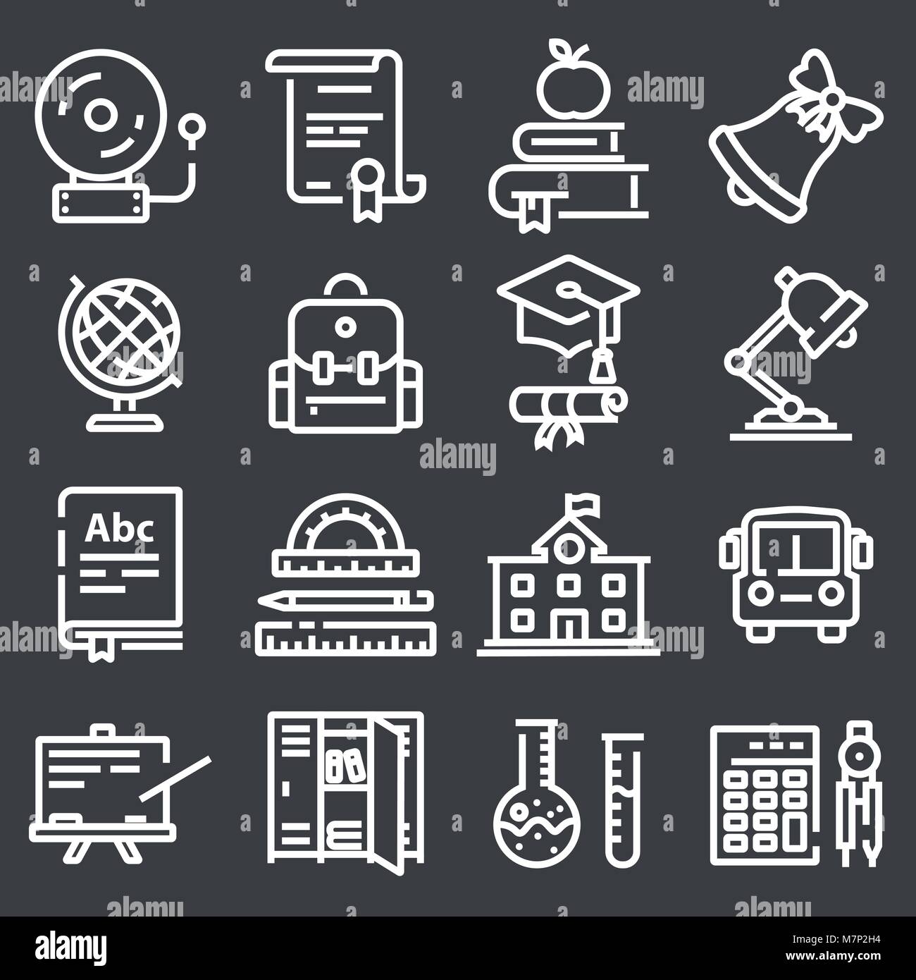 Vector Outline Icon Collection School Education Illustrations Stock