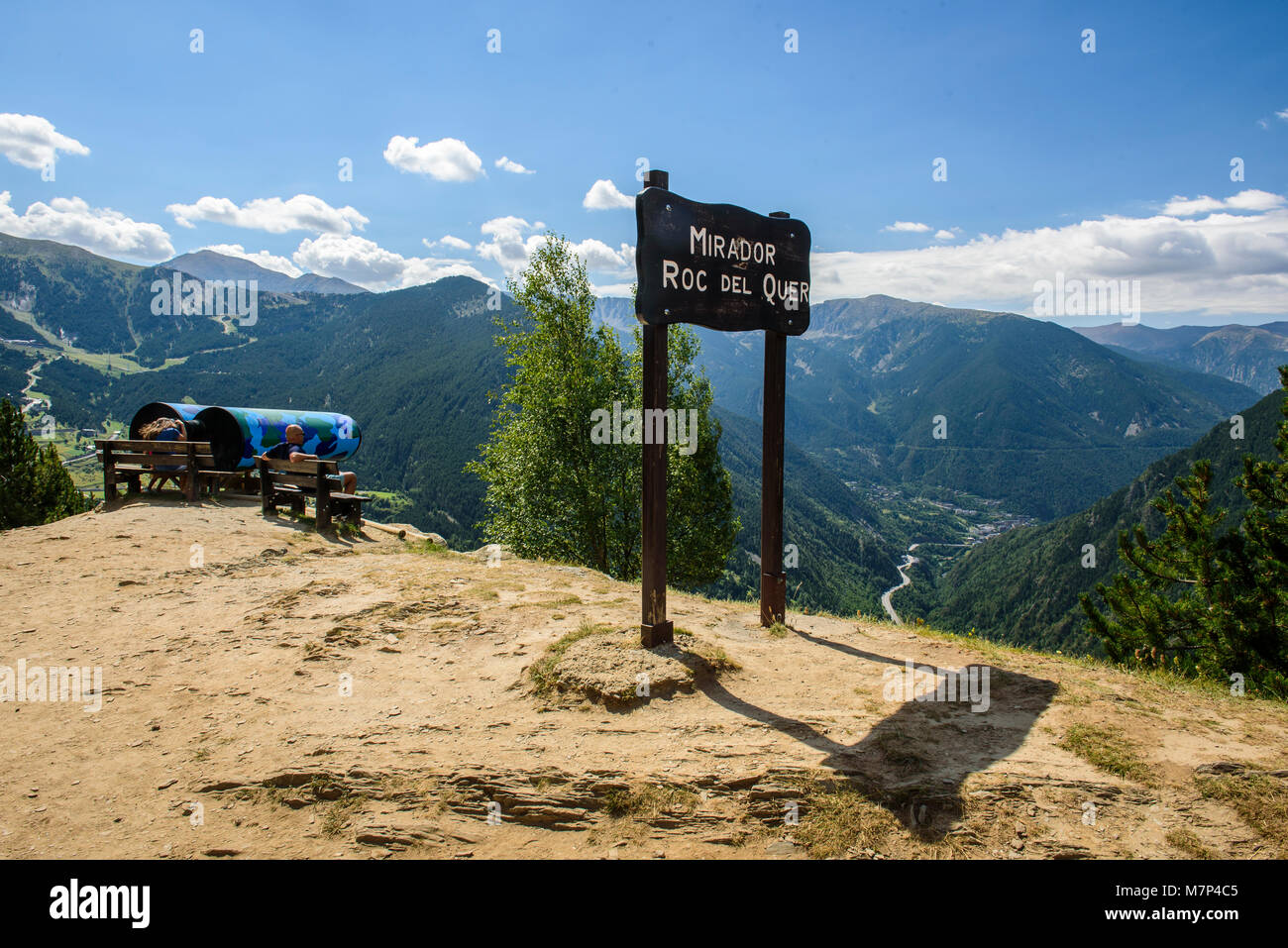 View of the Pyrenees Mountains from the Mirador Roc del Quer viewpoint, Canillo, Andorra Stock Photo