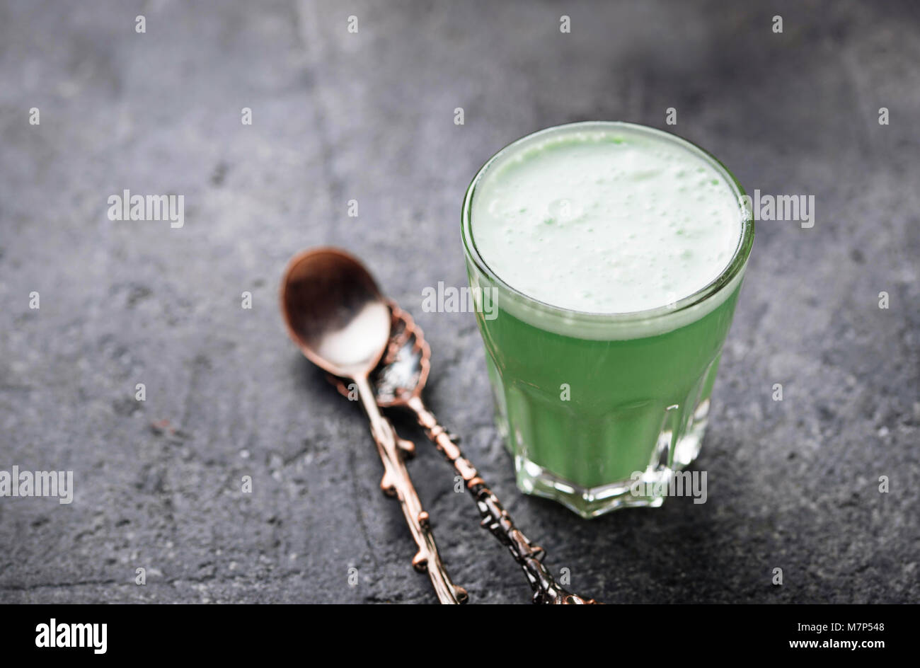 Matcha tea super latte. Detox drink Stock Photo Alamy