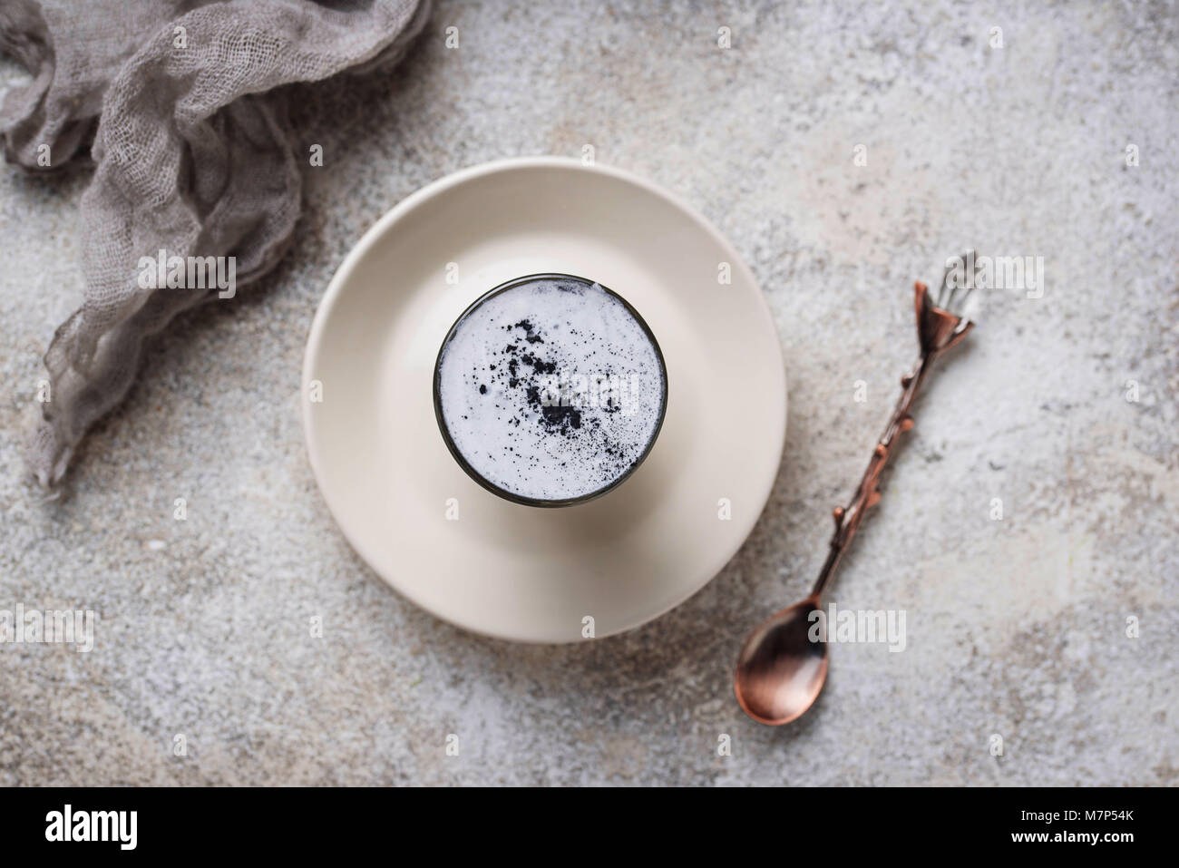 Black charcoal latte. Detox drink Stock Photo Alamy
