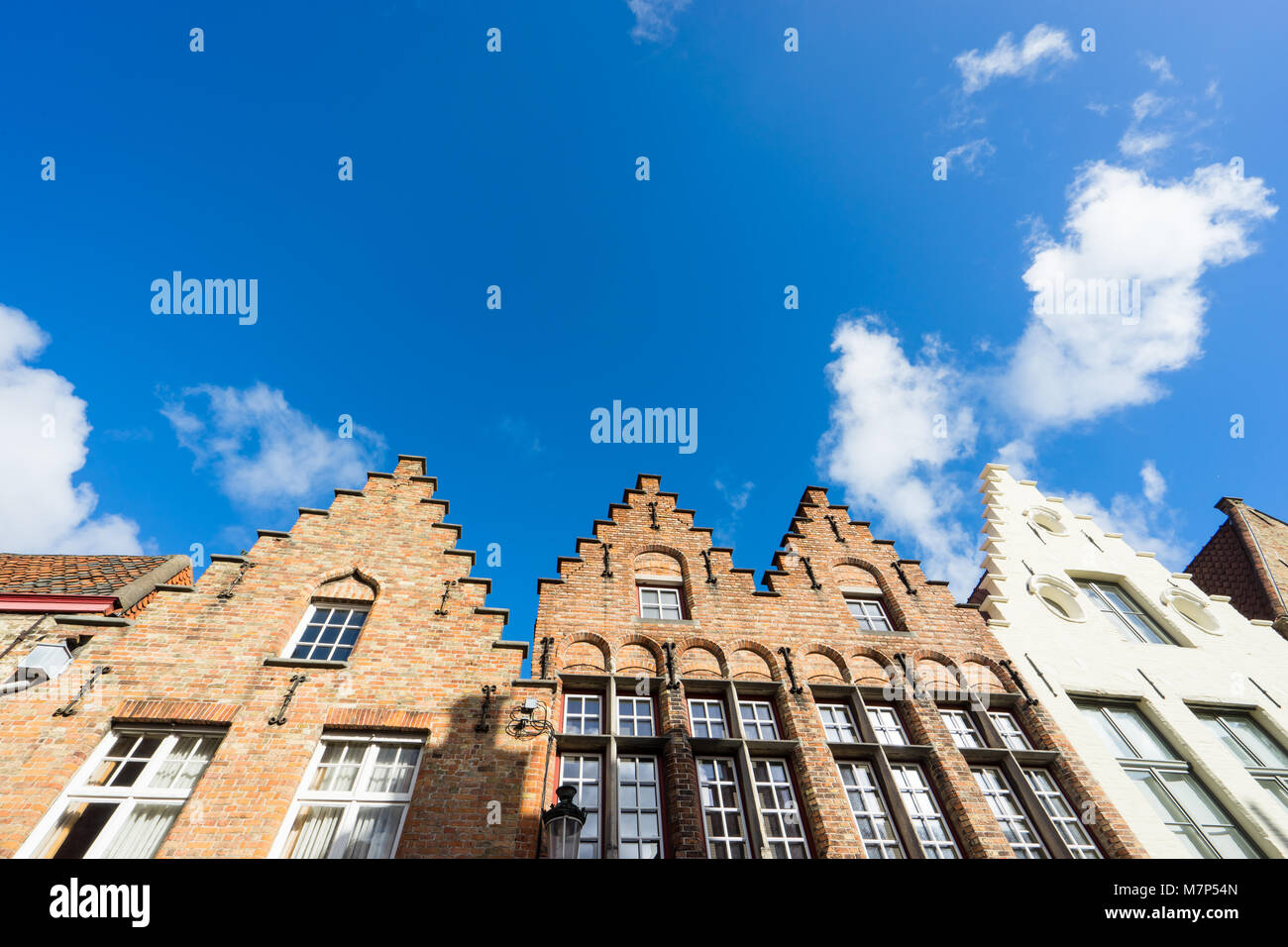 Stepped Gable Houses in Blue Sky Stock Photo