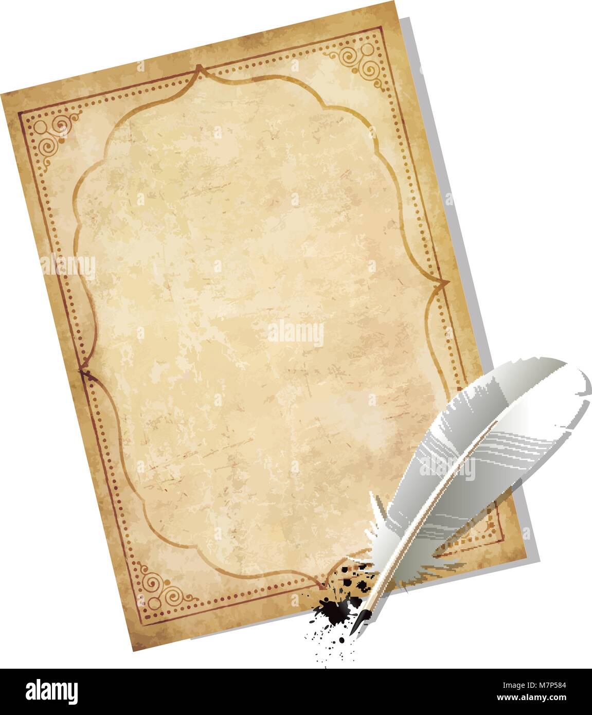 old blank scroll paper and feather pen Stock Vector Image & Art - Alamy