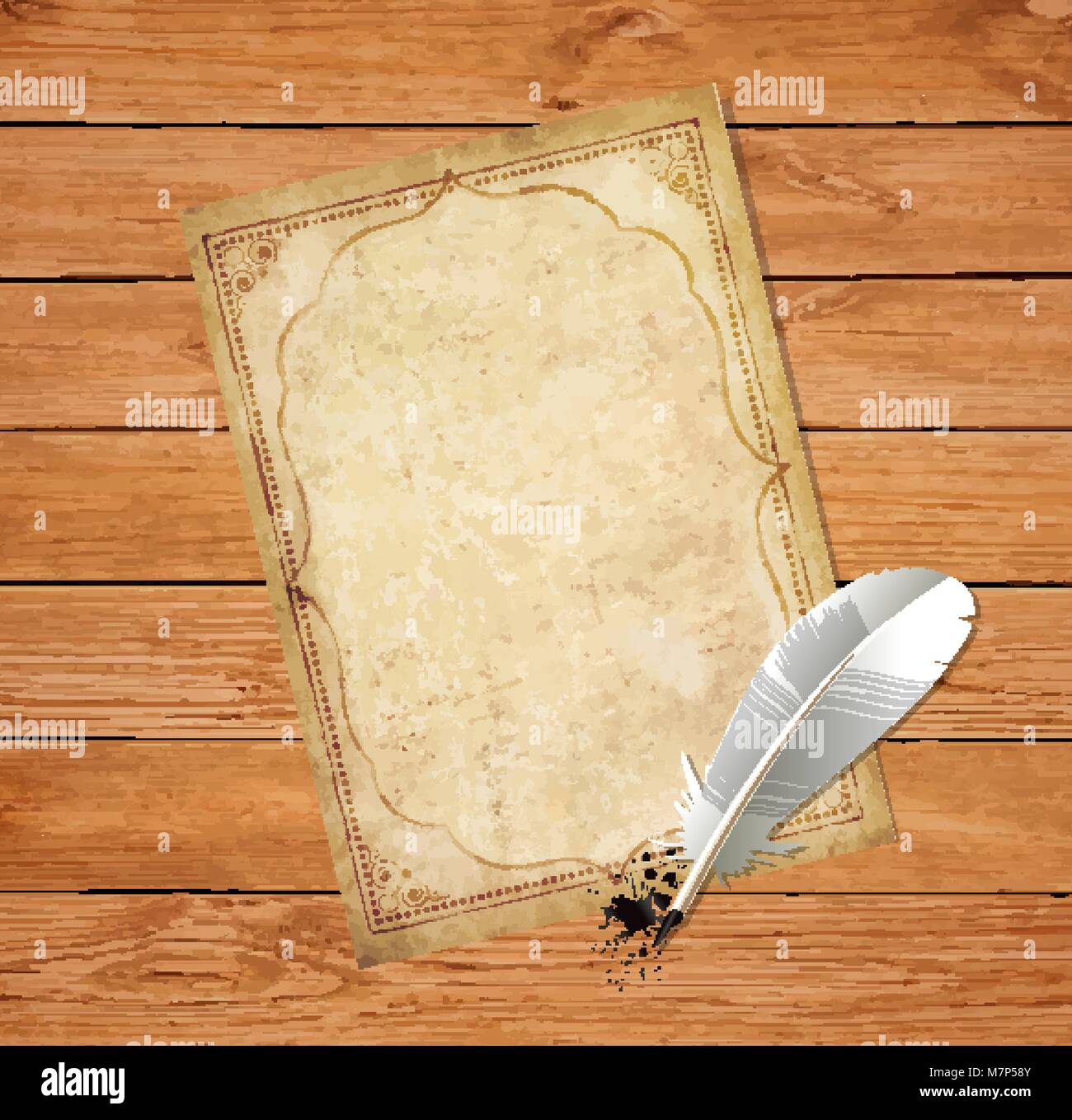 old blank scroll paper and feather pen Stock Vector Image & Art - Alamy