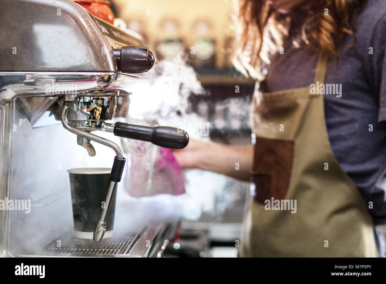 Barista and coffee machine Stock Photo Alamy
