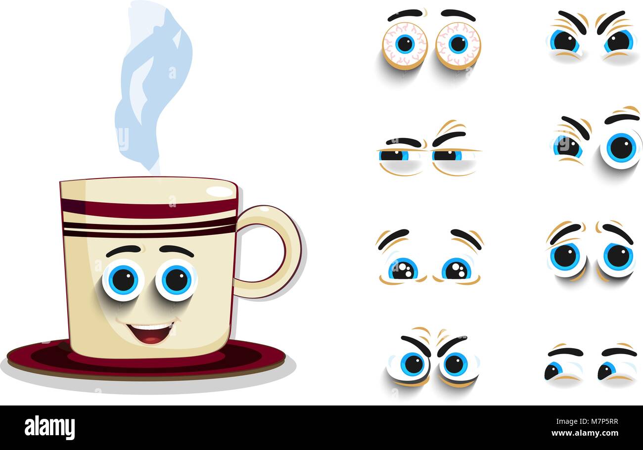 Cute Coffee Cup Expressions Clip Art Set