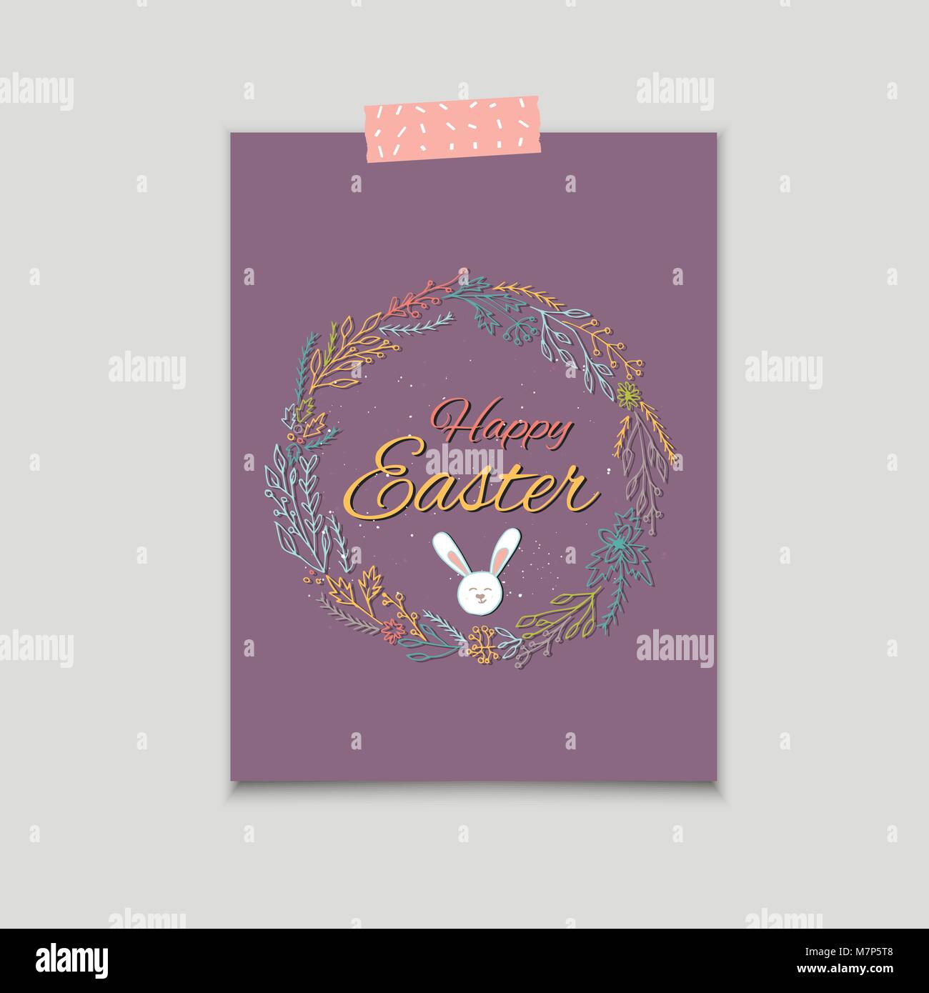 Easter banner background, template with cute banny, rabbit and text ...