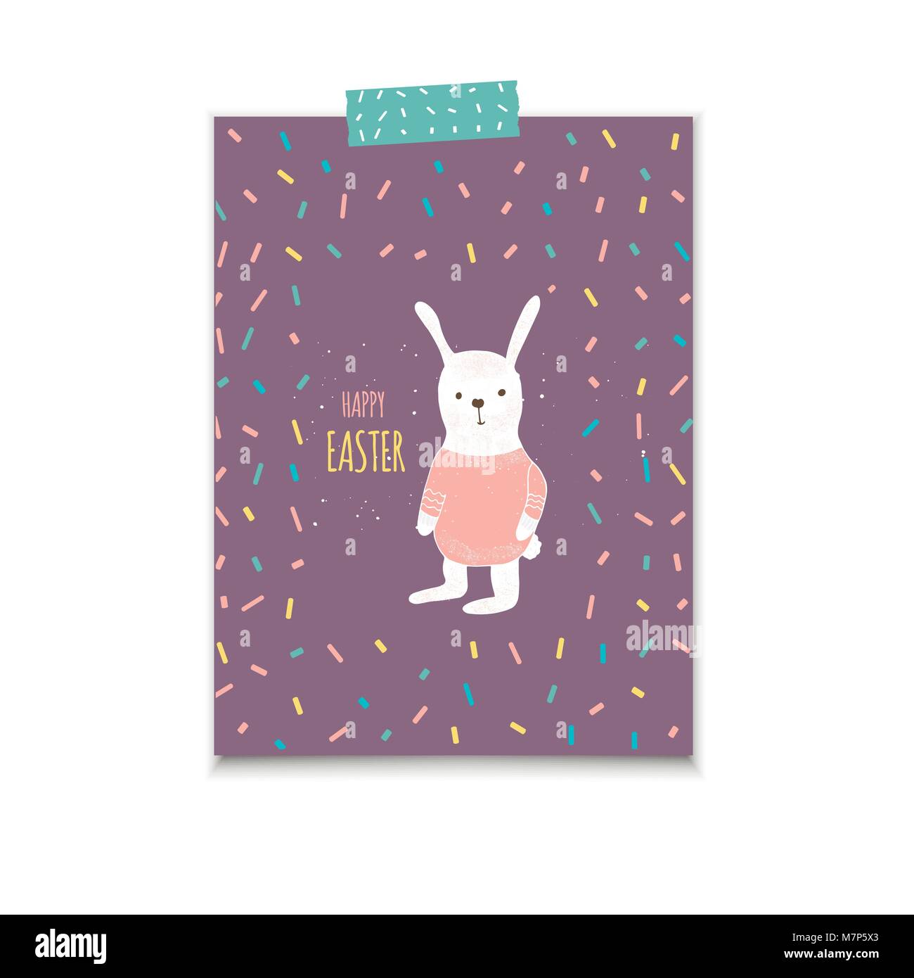 Easter banner background, template with cute banny, rabbit and text ...