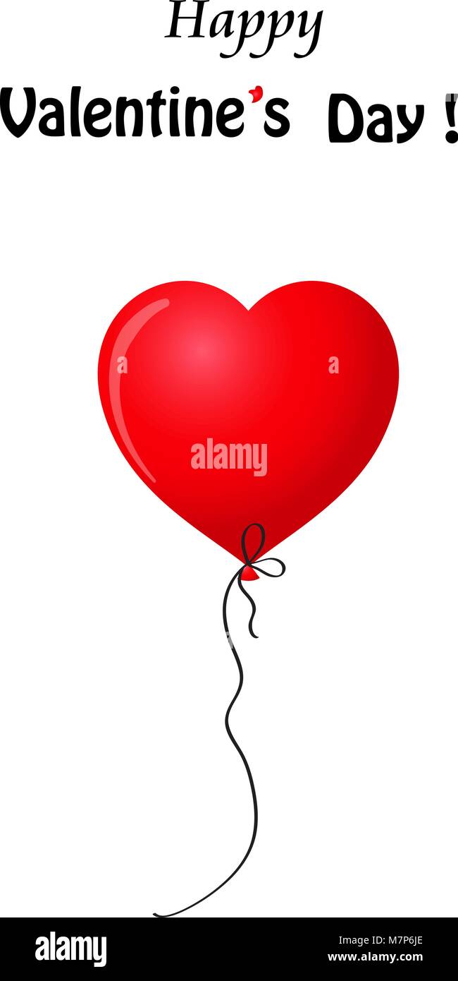 Happy Valentine's day greeting card with red realistic heart shaped ...