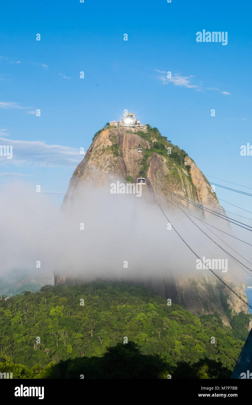 Sugarloaf in the middle of the clouds, Rio de Janeiro, Brazil Stock Photo