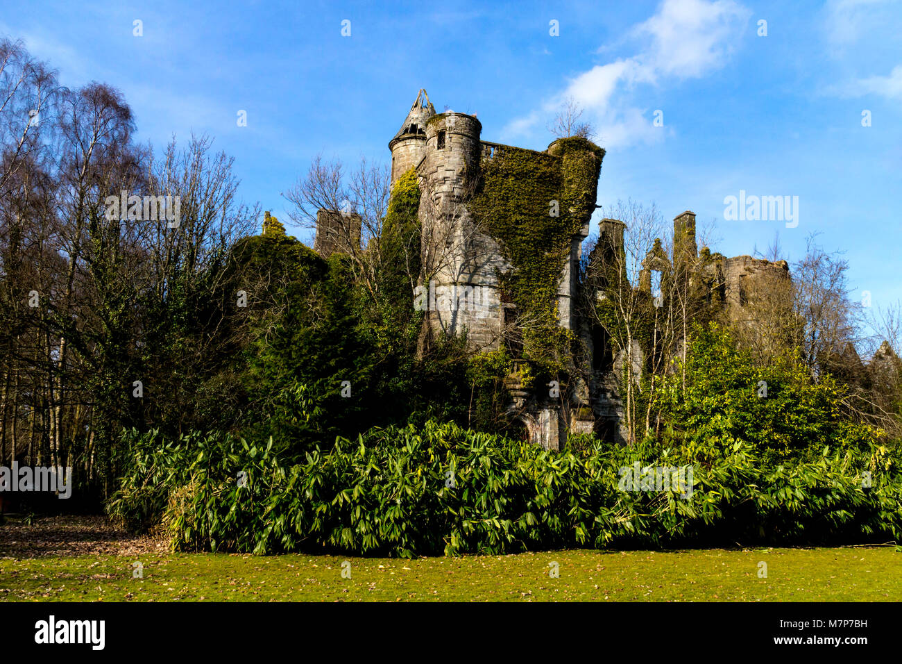 The over grown ruin of Buchanan Castle, Drymen, Stirlingshire, Scotland