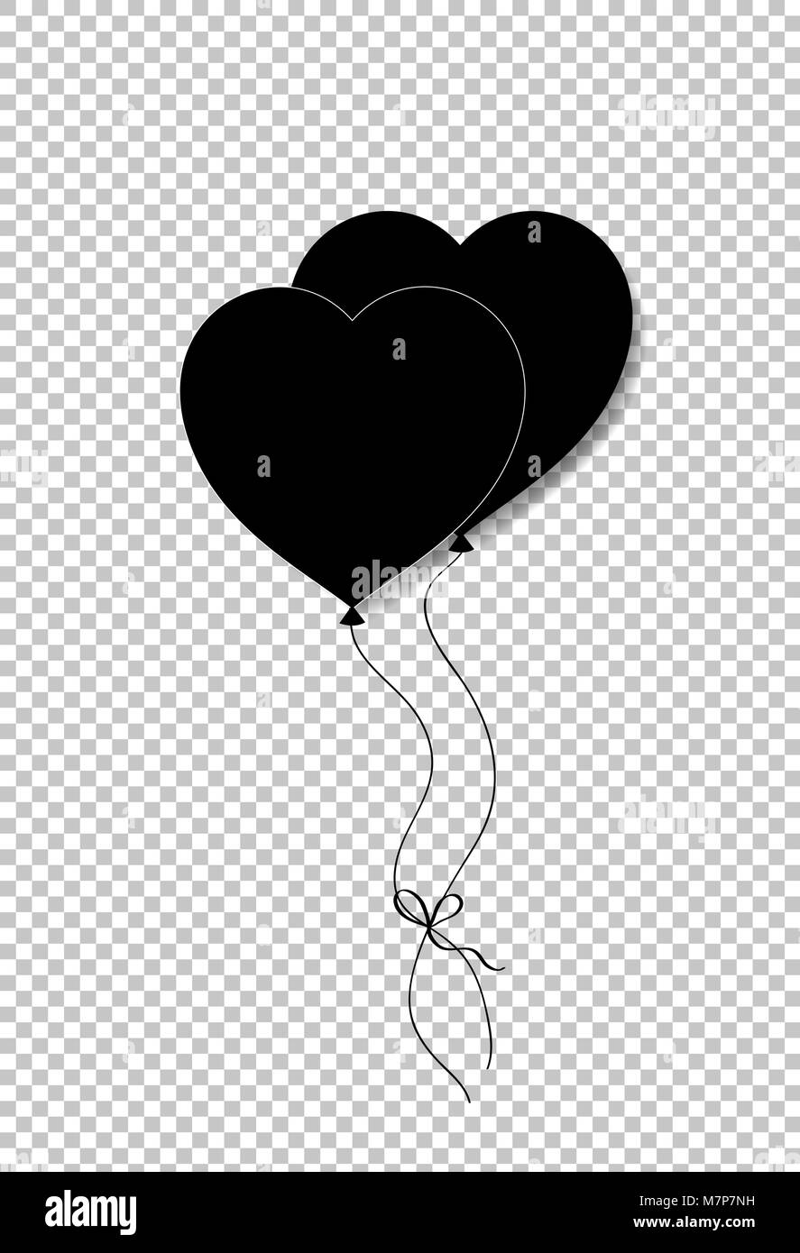 Download Black silhouette of pair bounded heart shaped helium ...