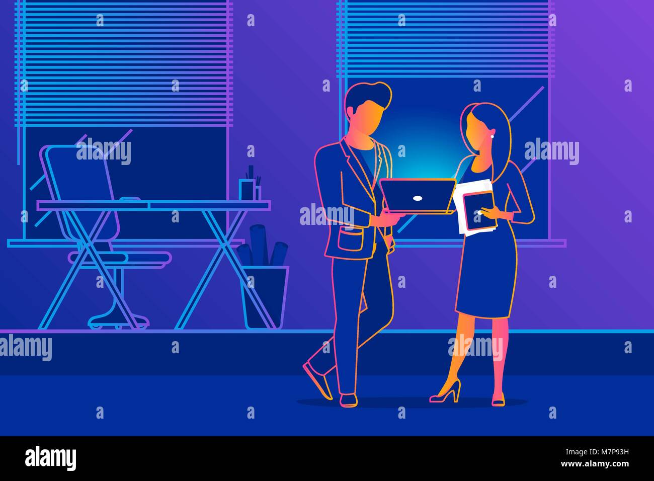 Business woman man discuss boss Stock Vector Images - Alamy