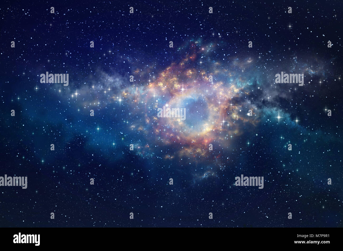 Galaxies, star clusters and nebula in deep space. Universe background in high resolution. Stock Photo