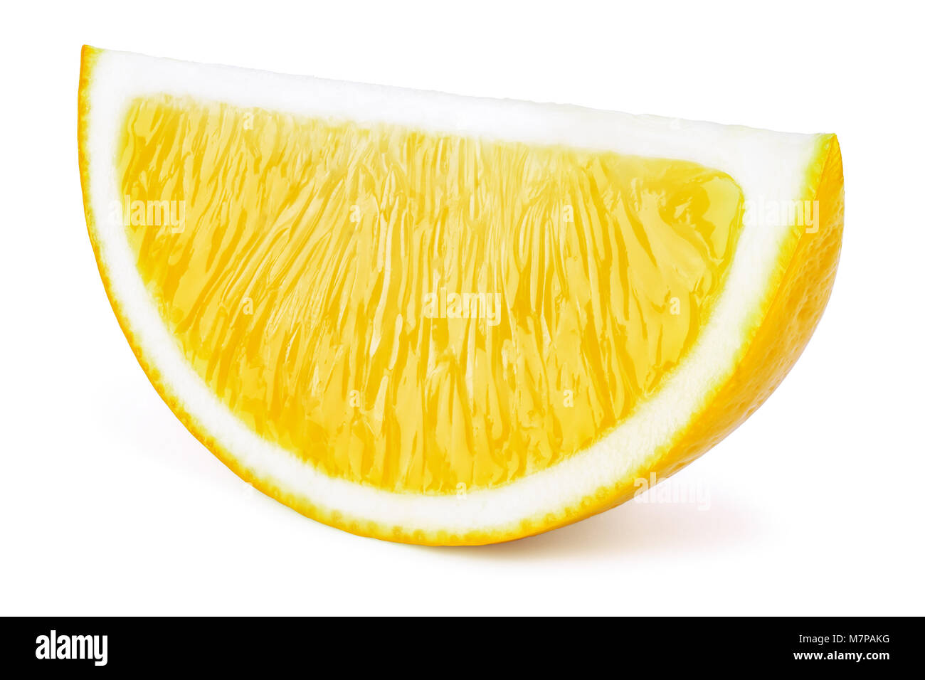 Perfectly retouched lemon fruit slice isolated on the white background ...