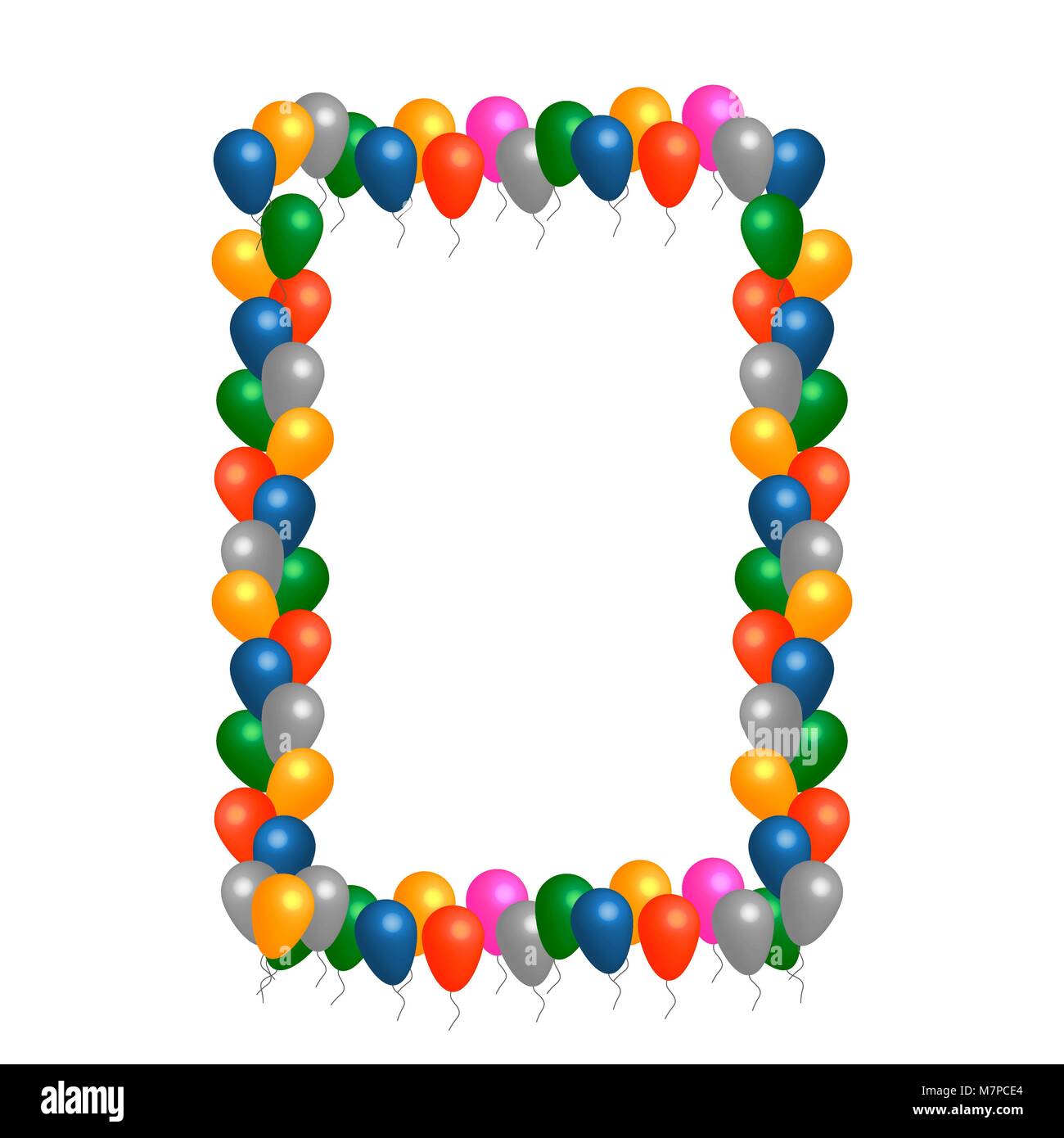 Colored Helium balloons vector frame with white background Stock Vector ...
