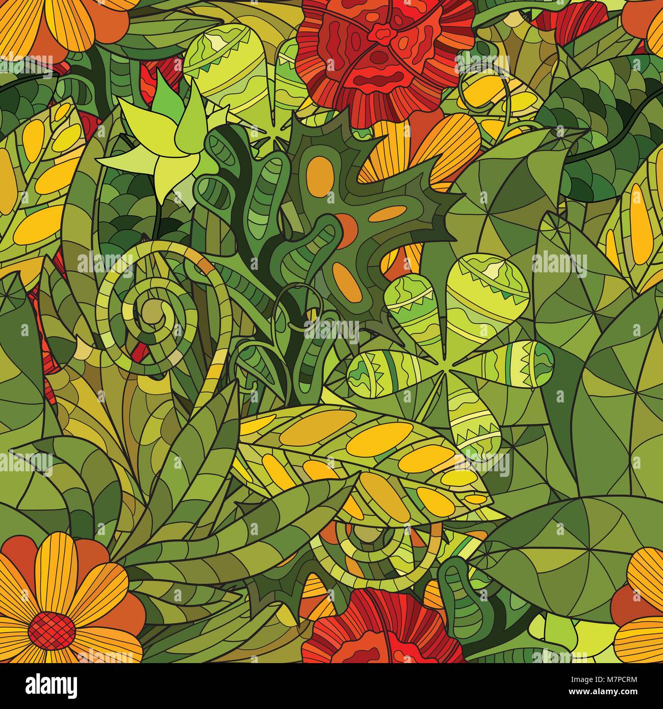 hand drawn vector floral seamless pattern Stock Vector Image & Art - Alamy