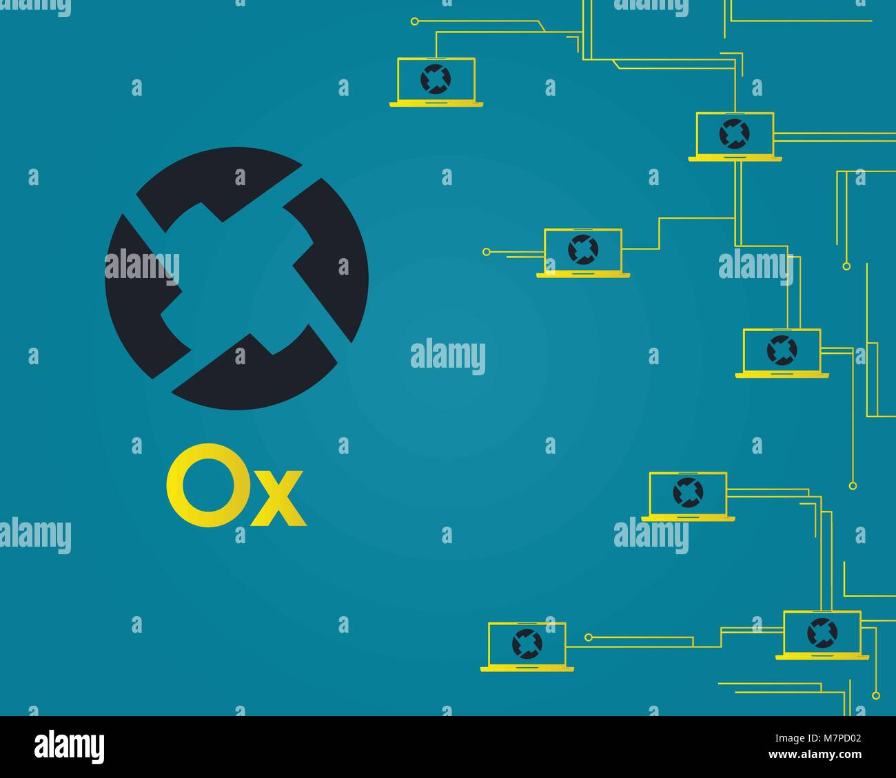 Cryptocurrency 0X technology circuit style background Stock Vector ...