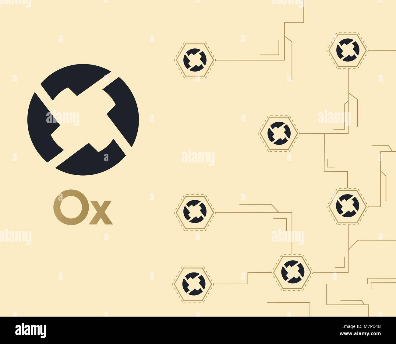 Cryptocurrency 0X virtual circuit style background Stock Vector Image ...