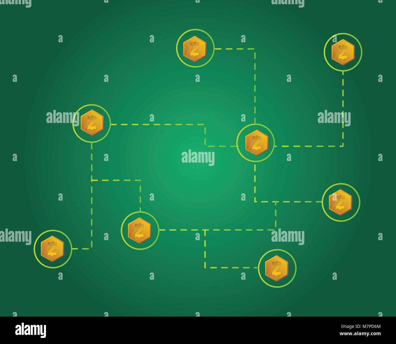 Blockchain smart cash on green background style Stock Vector Image ...