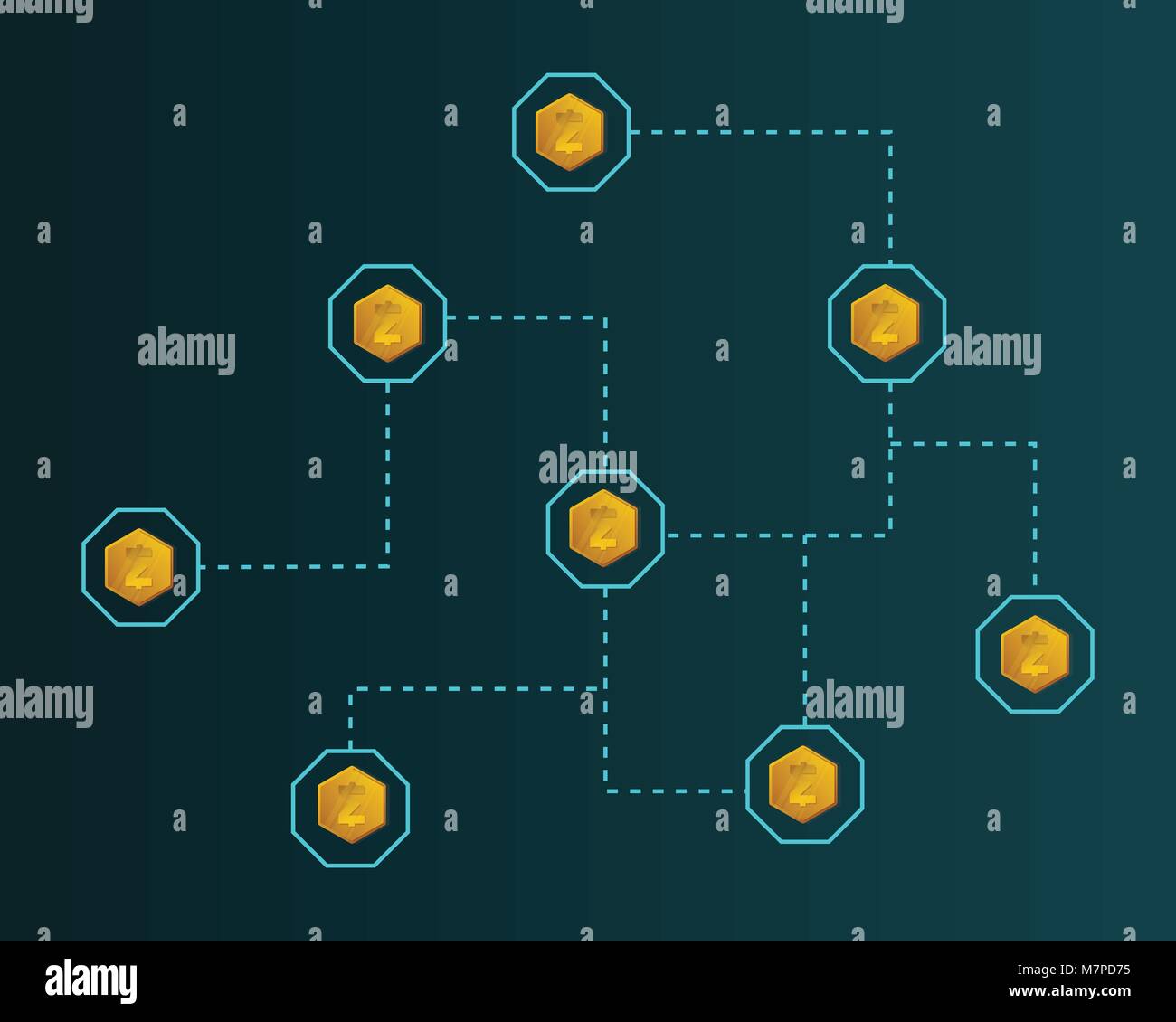 Blockchain smart cash technology connected background style Stock ...